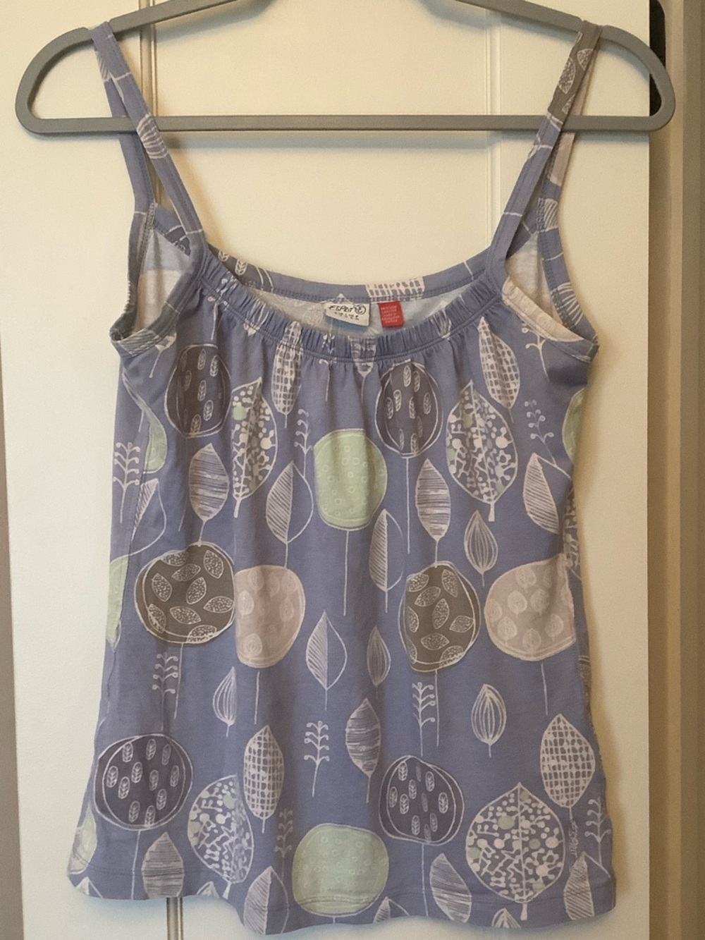 Esprit Pale Blue Leaf-Print Spaghetti Strap Top